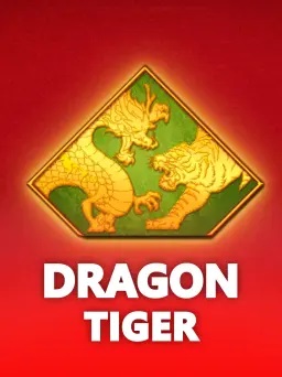 Graphic depicting the Dragon Tiger game with distinct dragon and tiger betting zones on a simple yet elegant table.