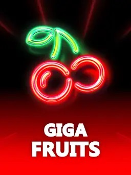 Image of Giga Fruits slot game with oversized, colorful fruit symbols and a retro feel.