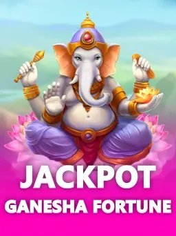 Artwork for Jackpot Ganesha Fortune featuring the Hindu deity Ganesha surrounded by rich gold coins and lotus flowers.